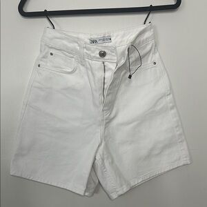 NWOT Zara High Waist White Denim Jorts